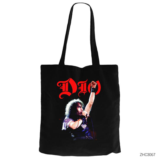 Dio We Rock Siyah Fermuarlı Bez Çanta Gabardin
