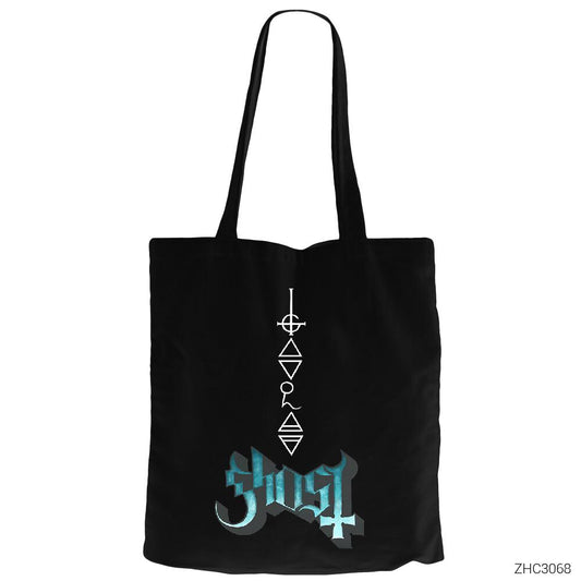Ghost Rivals Siyah Fermuarlı Bez Çanta Gabardin