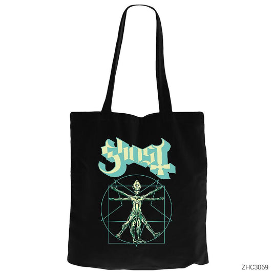 Ghost Zombie Siyah Fermuarlı Bez Çanta Gabardin