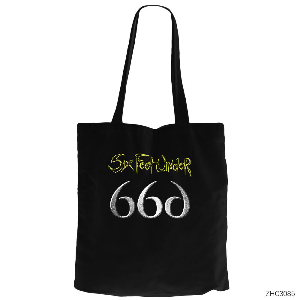 Six Feet Under 666 Siyah Fermuarlı Bez Çanta Gabardin