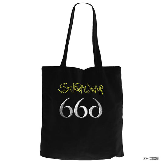Six Feet Under 666 Siyah Fermuarlı Bez Çanta Gabardin