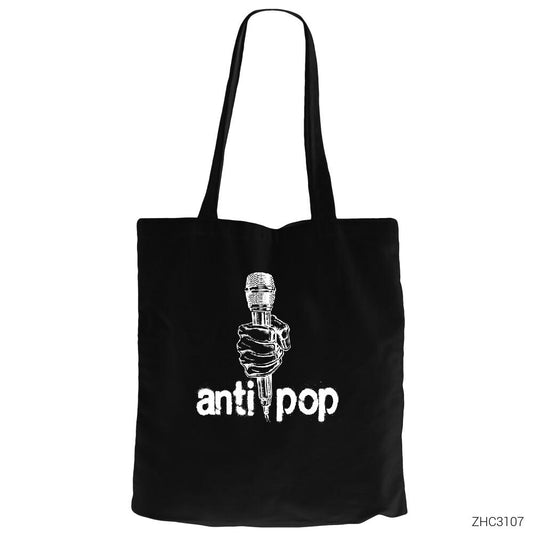 Antipop Siyah Fermuarlı Bez Çanta Gabardin