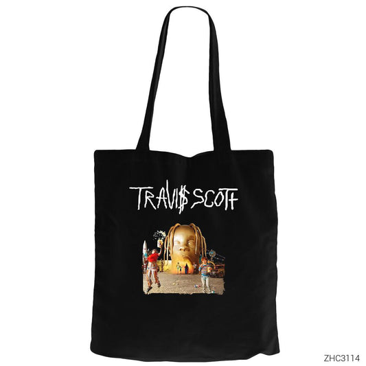 Travis Scott Siyah Fermuarlı Bez Çanta Gabardin