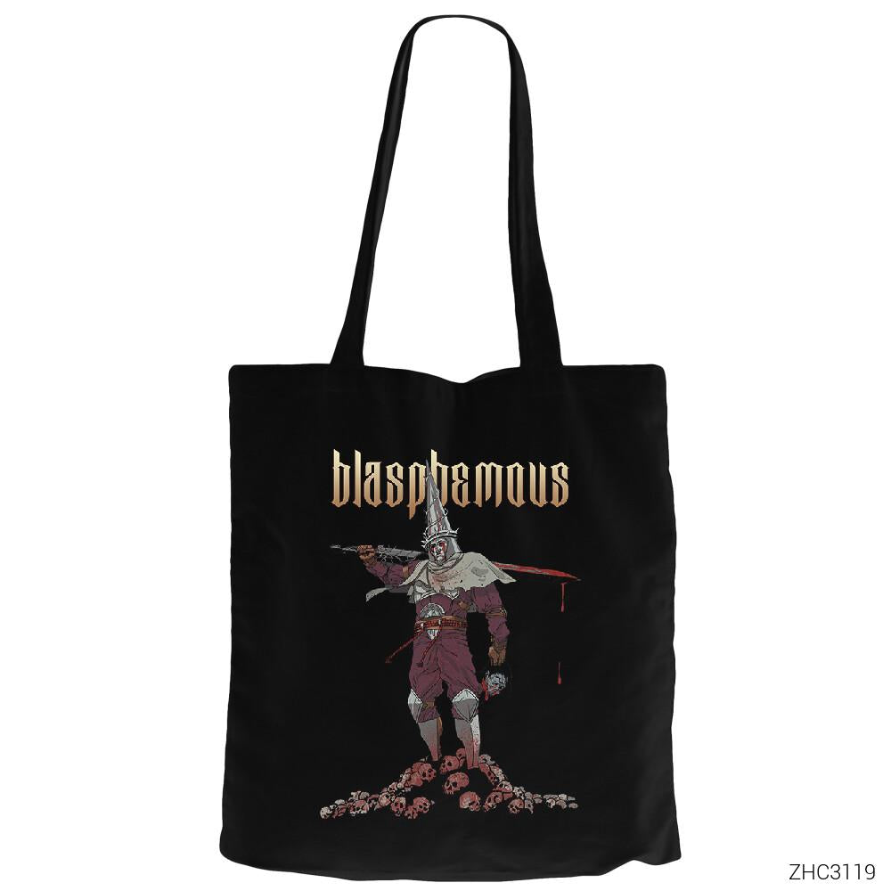 Blasphemous Siyah Fermuarlı Bez Çanta Gabardin