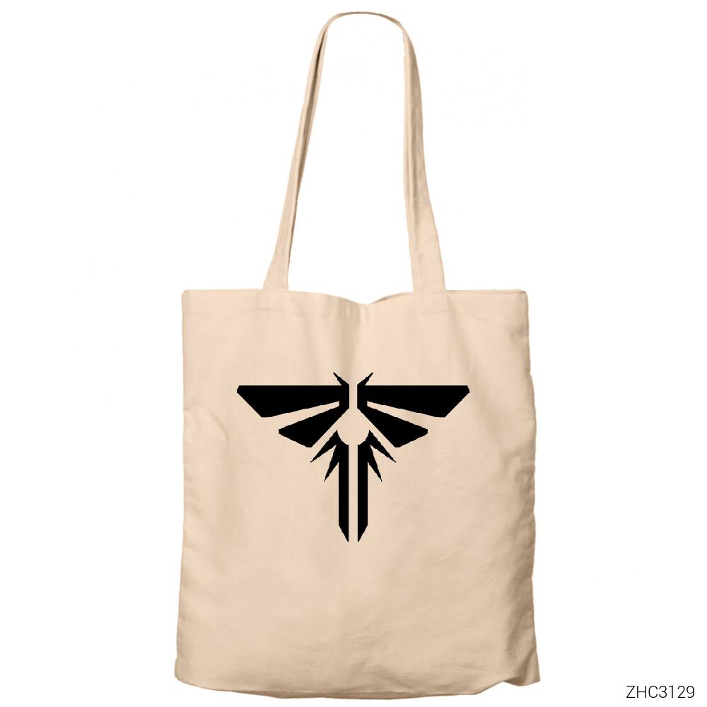 The Last of Us Logo Krem Fermuarlı Bez Çanta Gabardin
