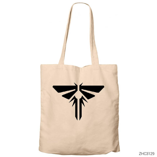 The Last of Us Logo Krem Fermuarlı Bez Çanta Gabardin