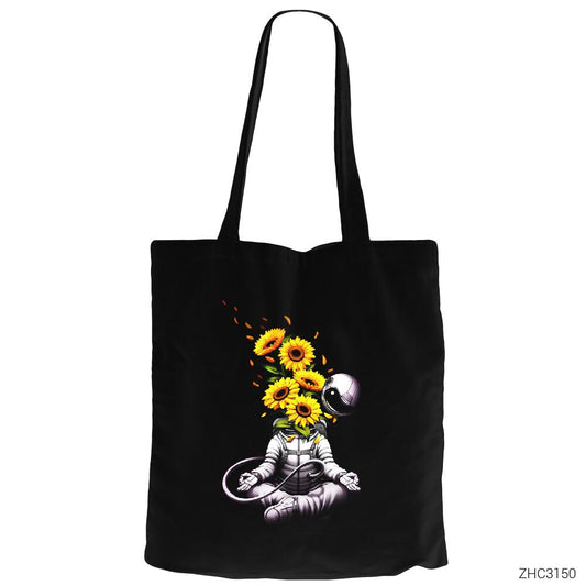 Astranot Meditasyon Siyah Fermuarlı Bez Çanta Gabardin