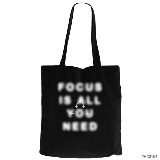 Focus Siyah Fermuarlı Bez Çanta Gabardin