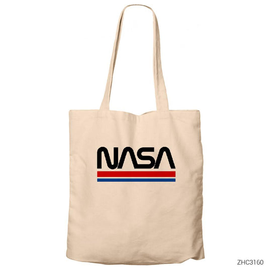 Nasa Red Blue Krem Fermuarlı Bez Çanta Gabardin
