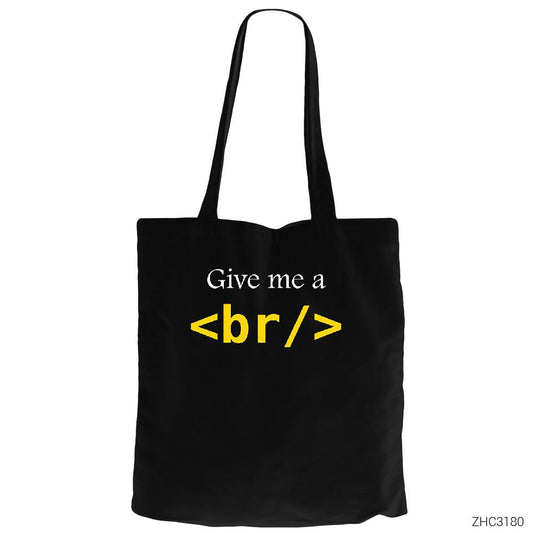 HTML Give Me Br Siyah Fermuarlı Bez Çanta Gabardin