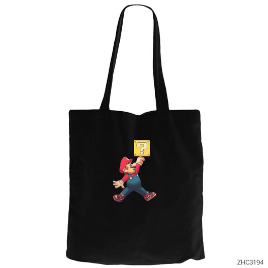 Air Mario Siyah Fermuarlı Bez Çanta Gabardin