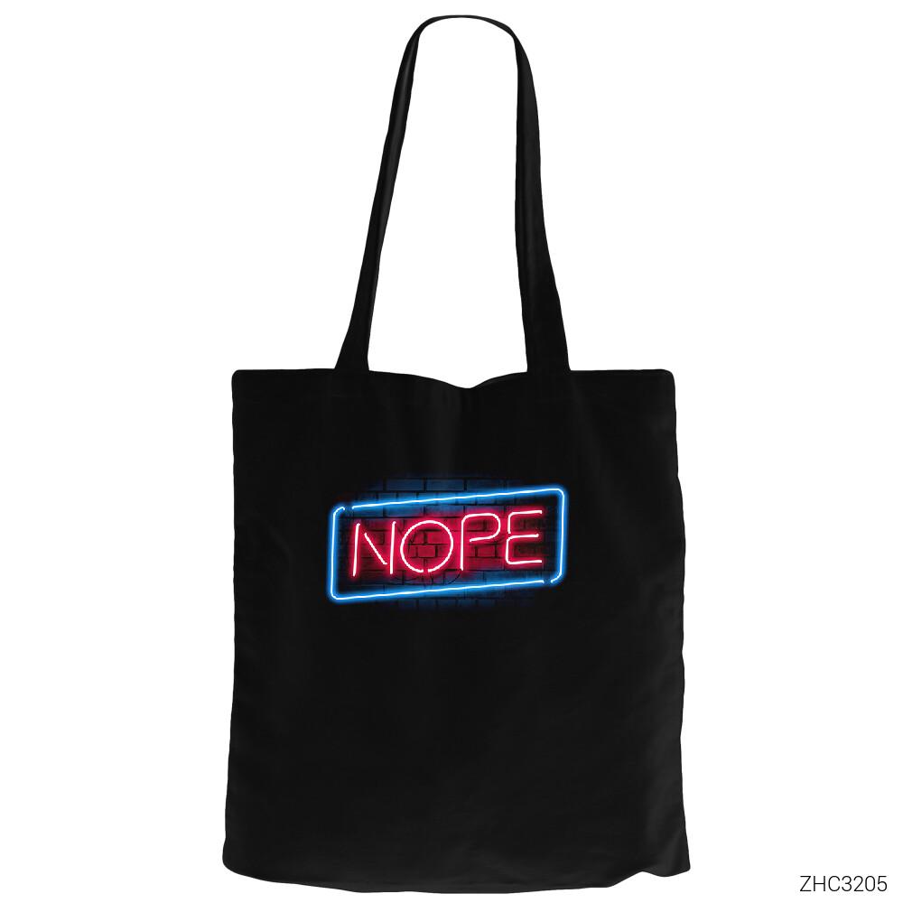 Nope Siyah Fermuarlı Bez Çanta Gabardin