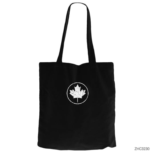Leaf Plane Siyah Fermuarlı Bez Çanta Gabardin