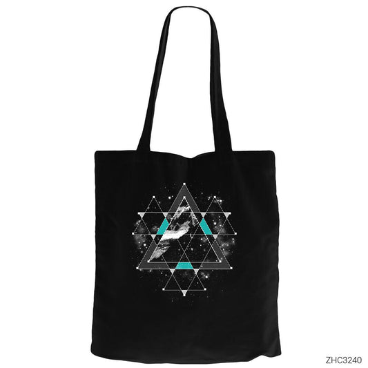 Triangle Space Siyah Fermuarlı Bez Çanta Gabardin