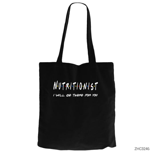 Diyetisyen Siyah Fermuarlı Bez Çanta Gabardin