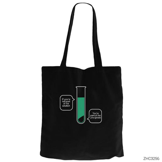 Kimyager Formül Siyah Fermuarlı Bez Çanta Gabardin