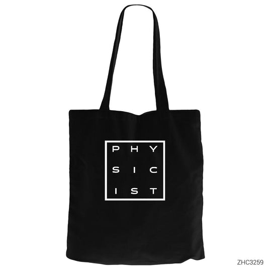 Physicist Box Siyah Fermuarlı Bez Çanta Gabardin