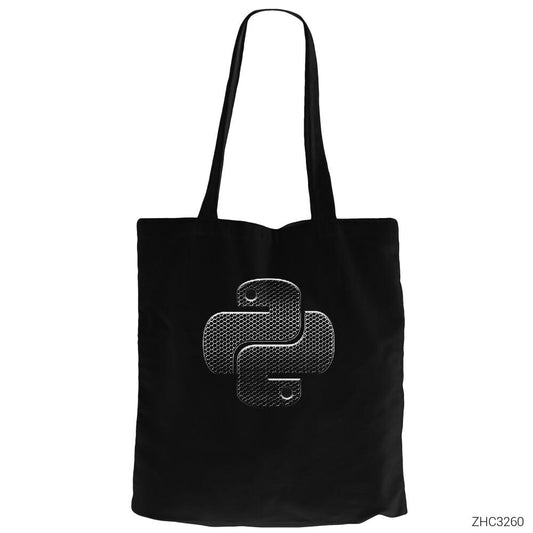 Python Black Siyah Fermuarlı Bez Çanta Gabardin