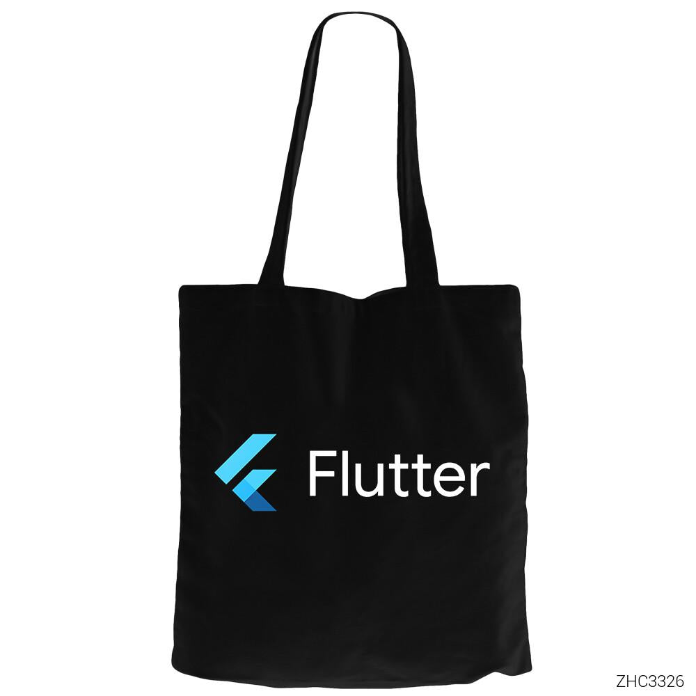 Flutter Siyah Kanvas Bez Çanta