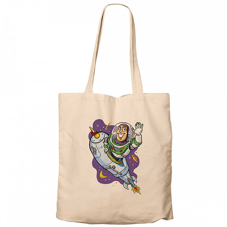 Lightyear Cartoon Krem Fermuarlı Bez Çanta Gabardin