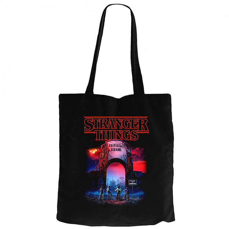 Stranger Things Universal Siyah Fermuarlı Bez Çanta Gabardin