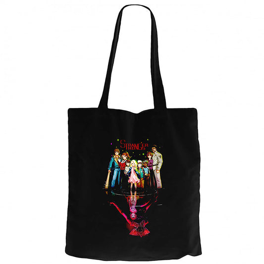 Stranger Things Team Siyah Fermuarlı Bez Çanta Gabardin