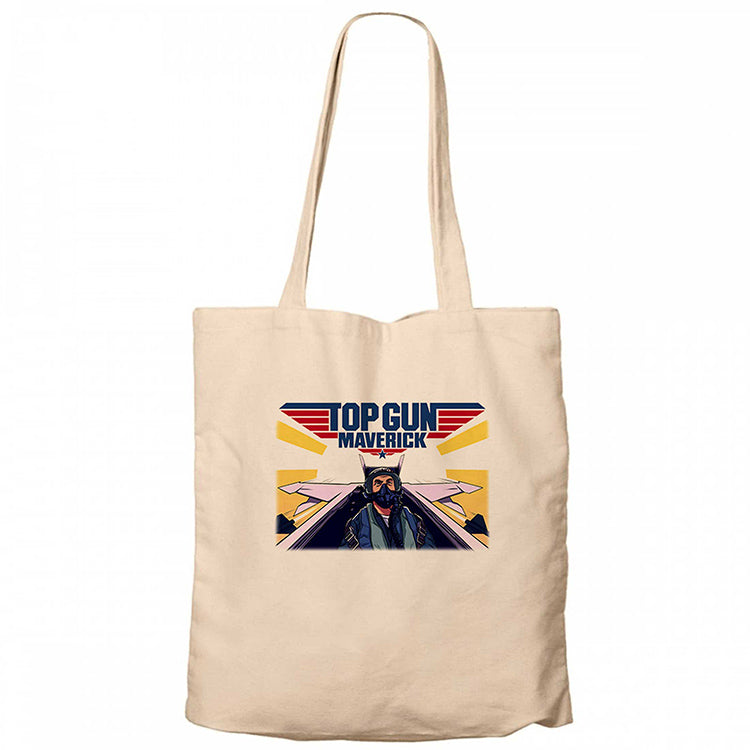 Top Gun Fly Krem Fermuarlı Bez Çanta Gabardin