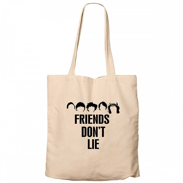 Stranger Things Friend Dont Lie Krem Fermuarlı Bez Çanta Gabardin
