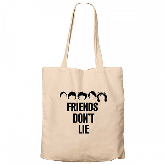 Stranger Things Friend Dont Lie Krem Fermuarlı Bez Çanta Gabardin