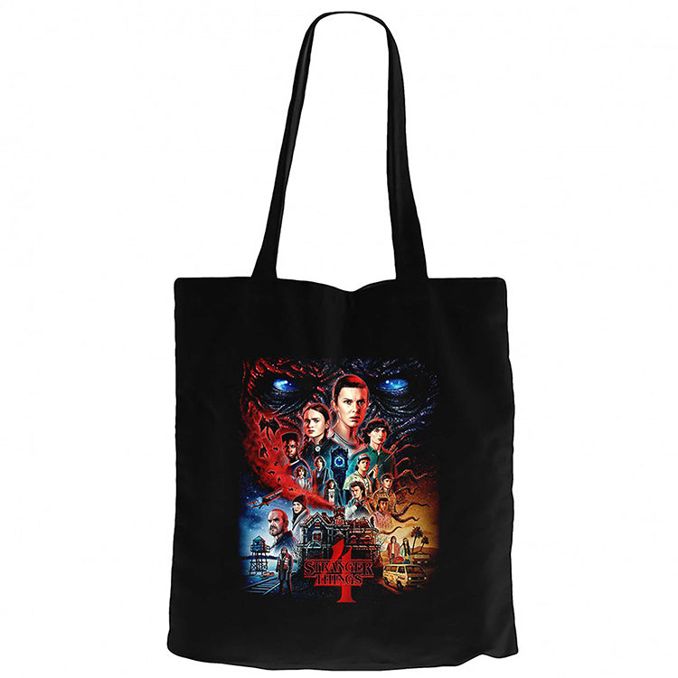 Stranger Things Home Siyah Fermuarlı Bez Çanta Gabardin