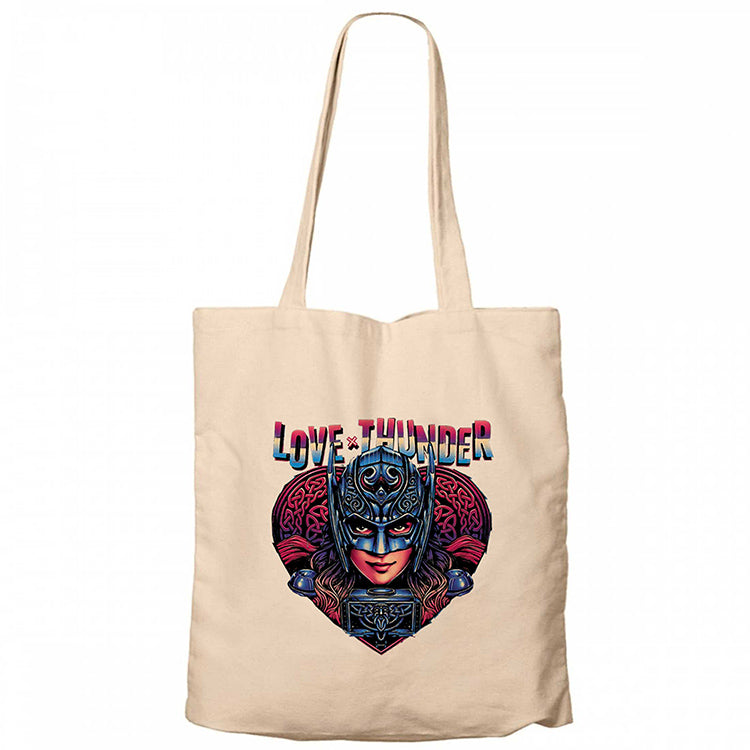 Thor Love X Thunder Krem Fermuarlı Bez Çanta Gabardin
