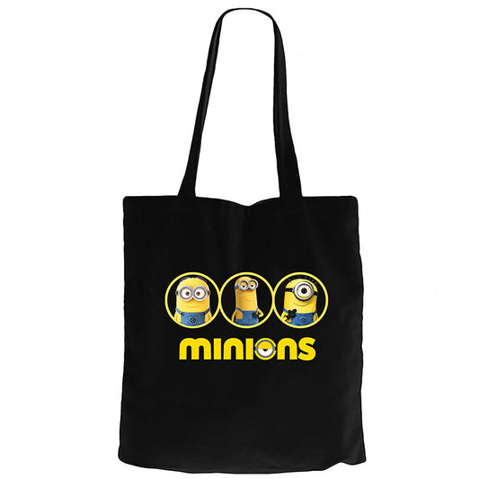 Minions Siyah Fermuarlı Bez Çanta Gabardin