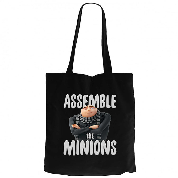 Minions Assemble The Minions Siyah Fermuarlı Bez Çanta Gabardin
