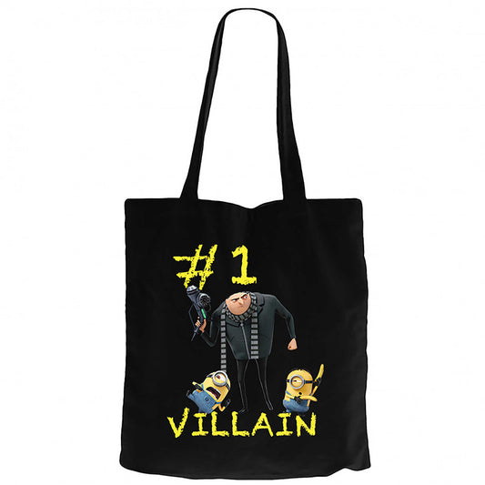 Minions Vıllaın Siyah Fermuarlı Bez Çanta Gabardin