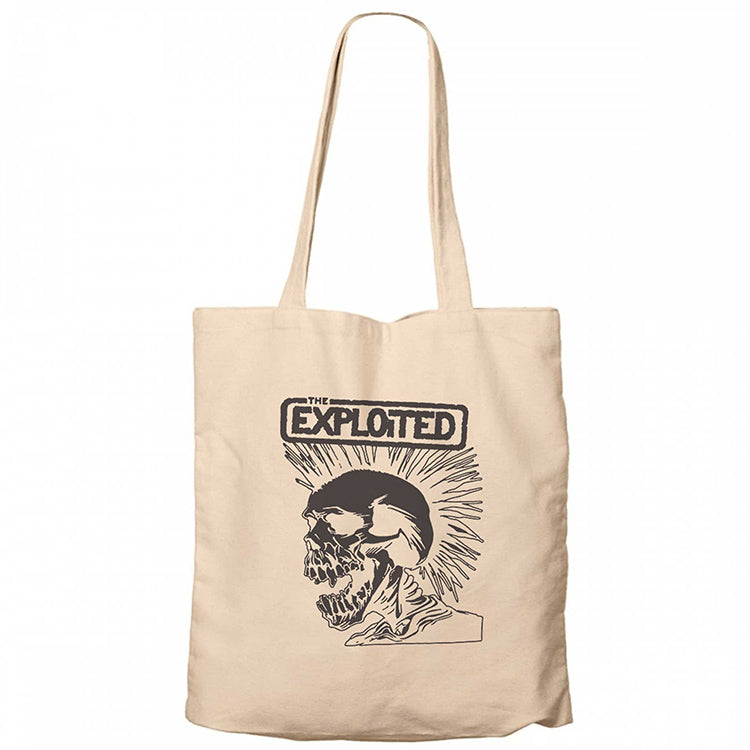 The Exploited Skull Krem Fermuarlı Bez Çanta Gabardin