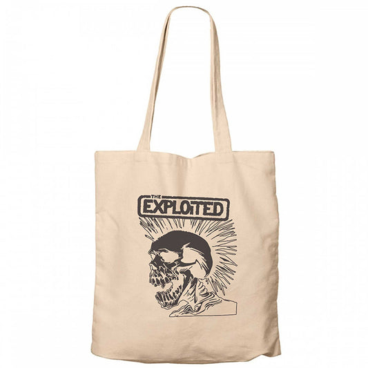 The Exploited Skull Krem Fermuarlı Bez Çanta Gabardin