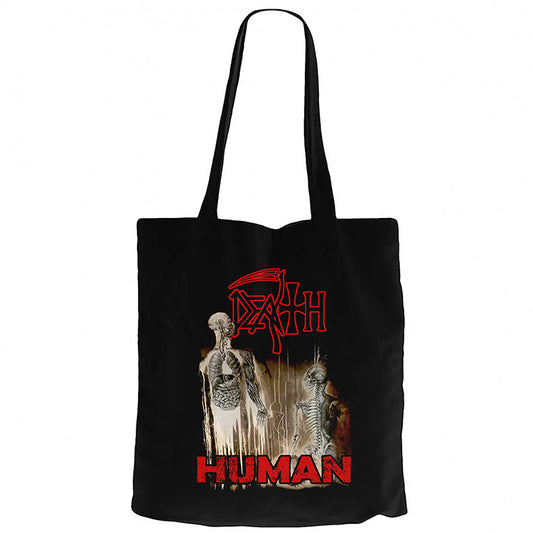 Death Human Siyah Fermuarlı Bez Çanta Gabardin