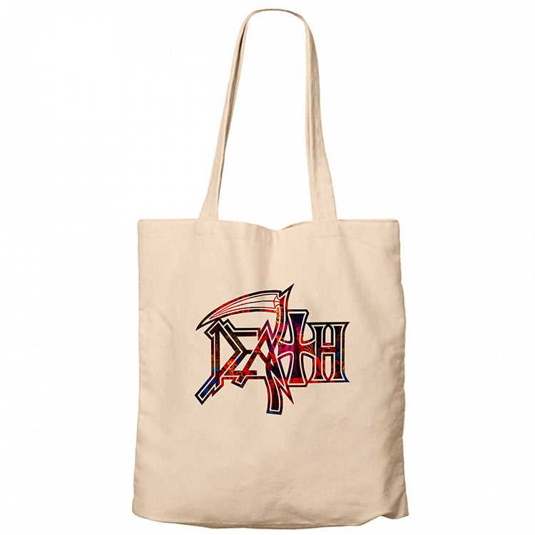 Death Rainbow Krem Fermuarlı Bez Çanta Gabardin