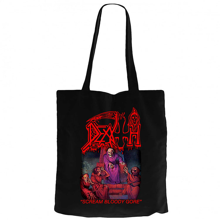 Death Scream Bloody Gore Siyah Fermuarlı Bez Çanta Gabardin