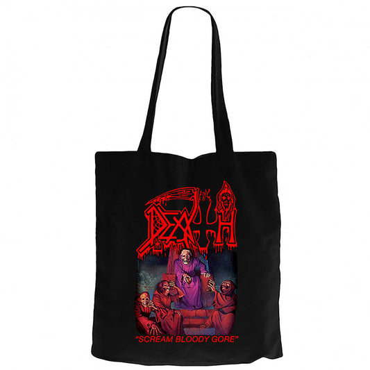 Death Scream Bloody Gore Siyah Fermuarlı Bez Çanta Gabardin