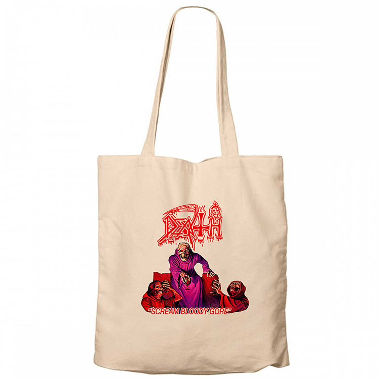 Death Scream Bloody Gore Krem Fermuarlı Bez Çanta Gabardin