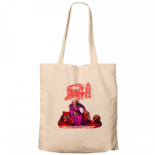 Death Scream Bloody Gore Krem Fermuarlı Bez Çanta Gabardin