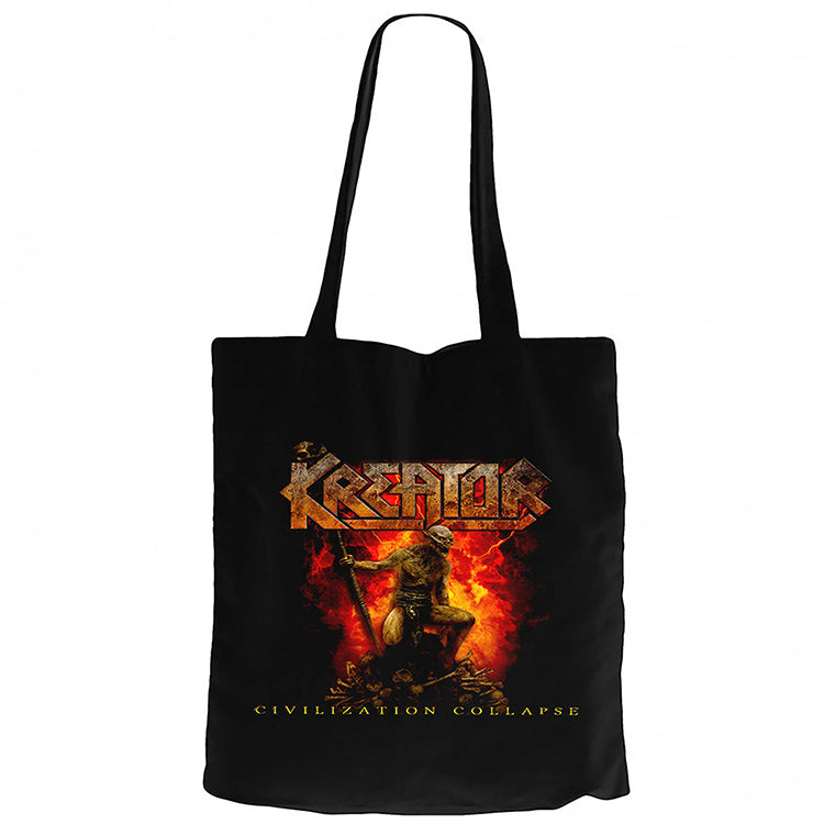 Kreator Civilization Collapse Siyah Fermuarlı Bez Çanta Gabardin
