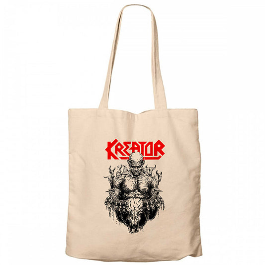 Kreator Devil Inside Krem Fermuarlı Bez Çanta Gabardin