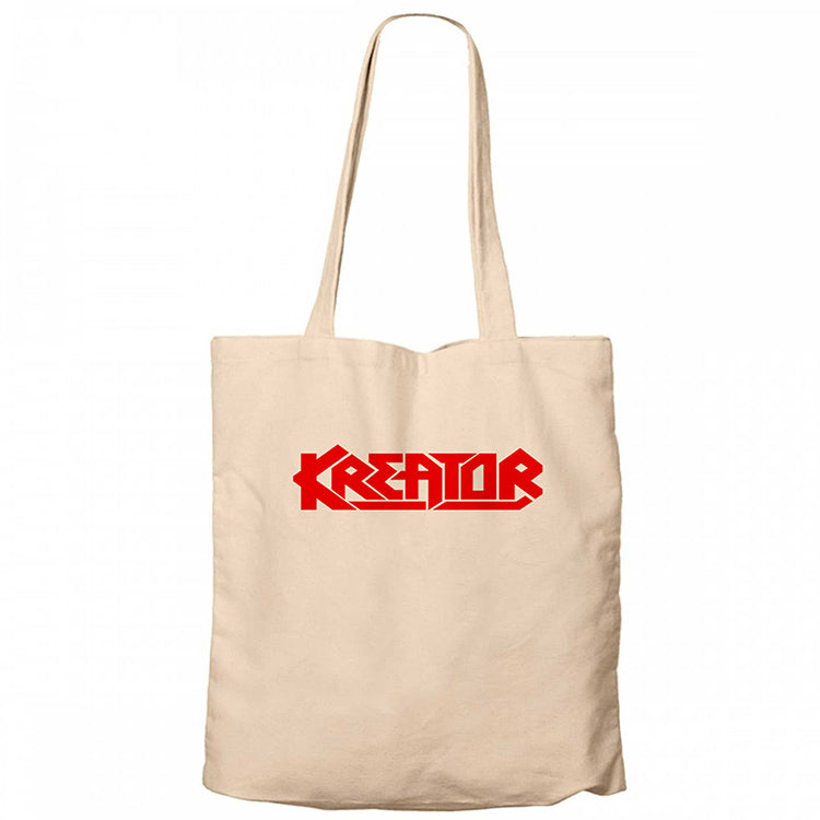 Kreator Logo Red Krem Fermuarlı Bez Çanta Gabardin