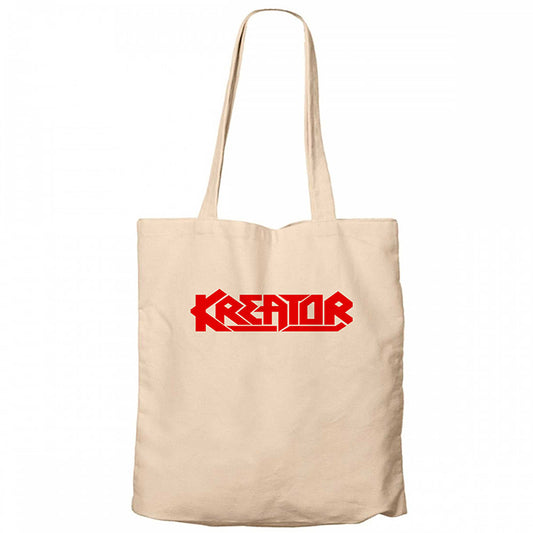 Kreator Logo Red Krem Fermuarlı Bez Çanta Gabardin