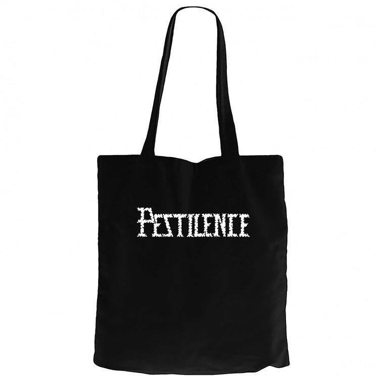 Pestilence Logo Siyah Fermuarlı Bez Çanta Gabardin