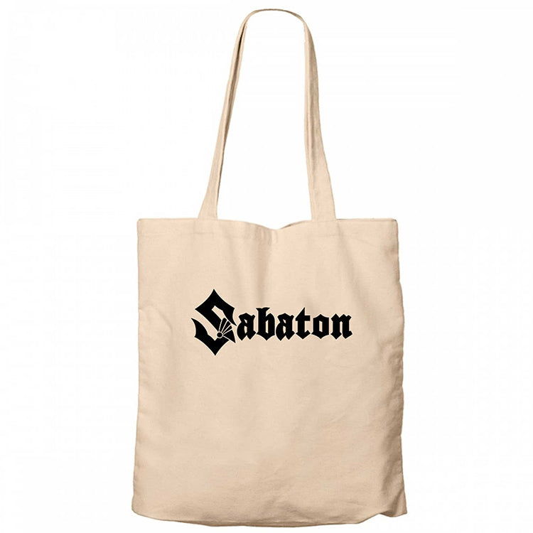 Sabaton Logo Krem Fermuarlı Bez Çanta Gabardin