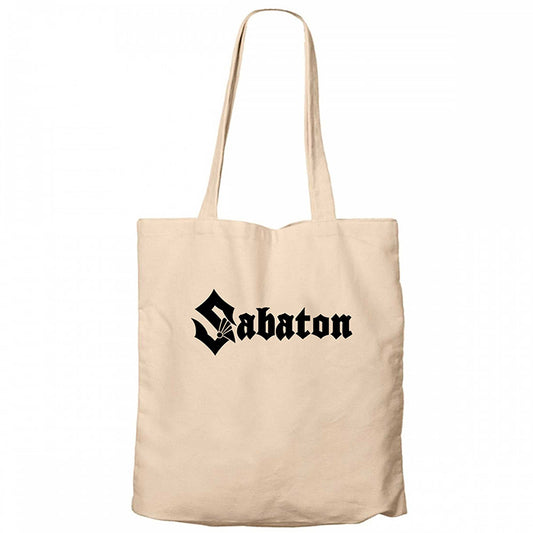 Sabaton Logo Krem Fermuarlı Bez Çanta Gabardin