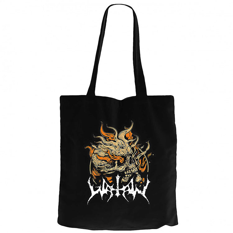 Watain Skull Siyah Fermuarlı Bez Çanta Gabardin